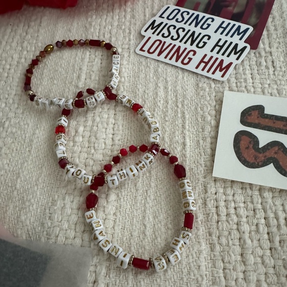 Red Taylor swift tiny letter bracelet set I bet you think about me confetti eras - Picture 7 of 8